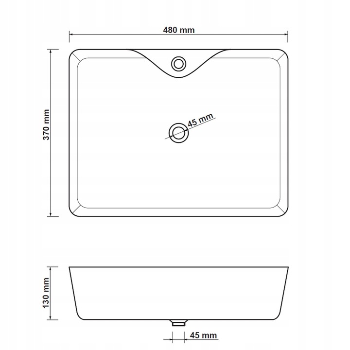 UMYWALKA NABLATOWA PROSTOKĄTNA 48 CM HAGSER ALEXA
