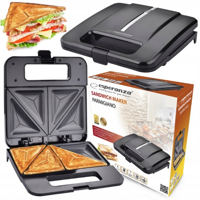 Opiekacz do kanapek Esperanza Parmigiano czarny 1000W