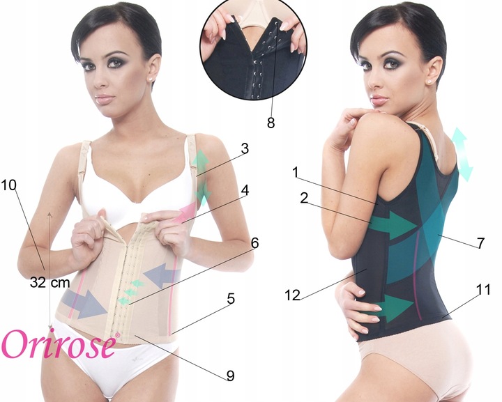 Orirose GORSET mocno WYSZCZUPLAJĄCY i modelujący talię brzuch z regulacją