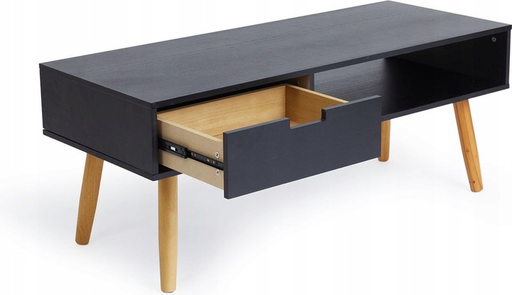 KOMODA Szafka RTV Kredens Regał na Telewizor z Szufladą CZARNY