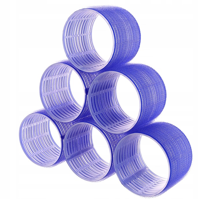 Grube Duże Wałki Do Włosów Rzepy Rzepowe SAMOUTRZYMUJĄCE 76mm, 6 sztuk