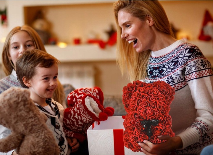 MIŚ Z PŁATKÓW RÓŻ PREZENT DUŻY PUDEŁKO ROSE BEAR RÓŻANY BUKIET KWIATÓW
