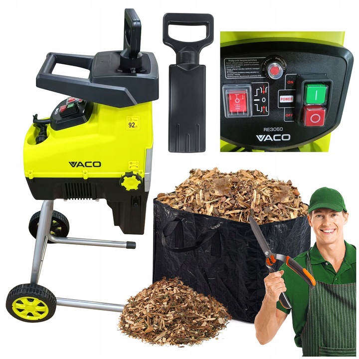 ROZDRABNIACZ ELEKTRYCZNY DO GAŁĘZI 3000W Rębak VACO + Kosz GRATIS