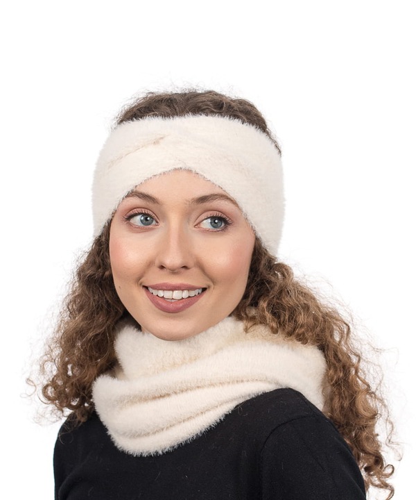 ALPAKA Kremowa Opaska na głowę Damska Opaska na uszy Ciepła Piękna