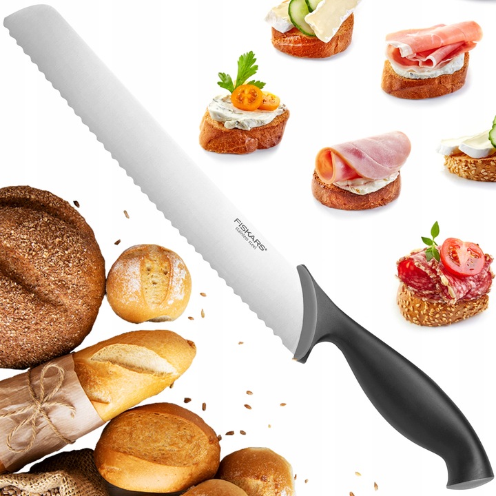 FISKARS NÓŻ DO CHLEBA KROJENIA PIECZYWA DŁUGI OSTRY ZĄBKOWANY 23cm
