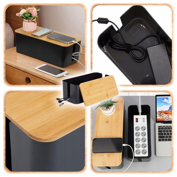 ORGANIZER NA KABLE POJEMNIK PUDEŁKO NA LISTWY KABLI PRZEWODY BOX DREWNO L