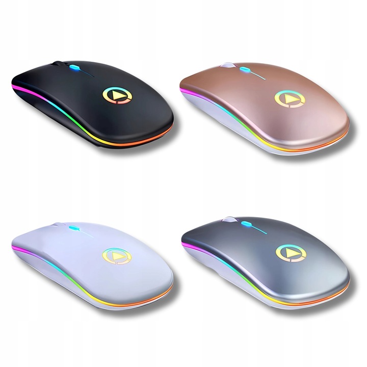 MYSZKA BEZPRZEWODOWA CICHA MYSZ OPTYCZNA DO LAPTOPA PODŚWIETLANA BIAŁA LED