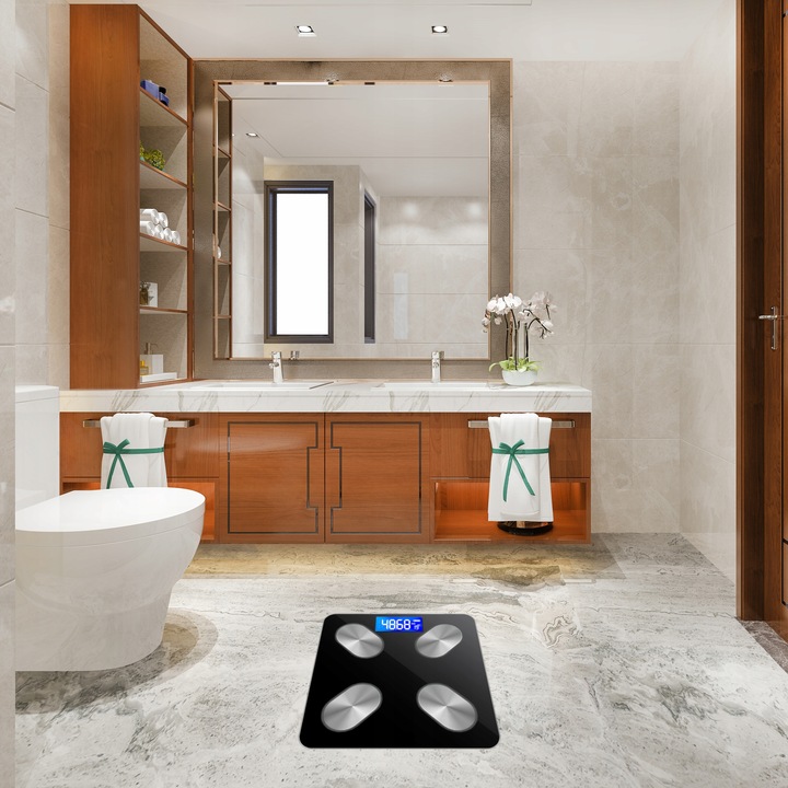 WAGA ŁAZIENKOWA BLUETOOTH SMART 25w1 180Kg ANALITYCZNA INTELIGENTNA
