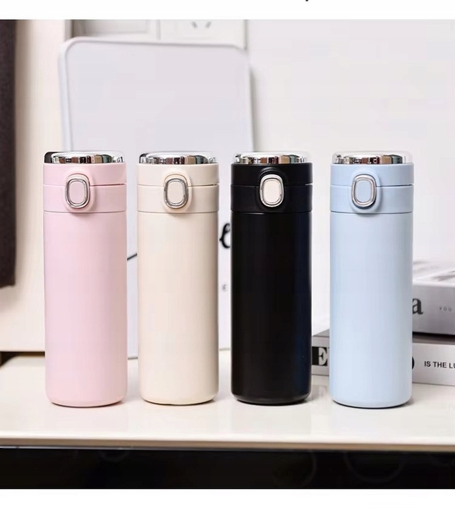 KUBEK TERMICZNY 350ML Z WYŚWIETLACZEM LED TEMPERATURY ECRU TERMOS SPECDOM