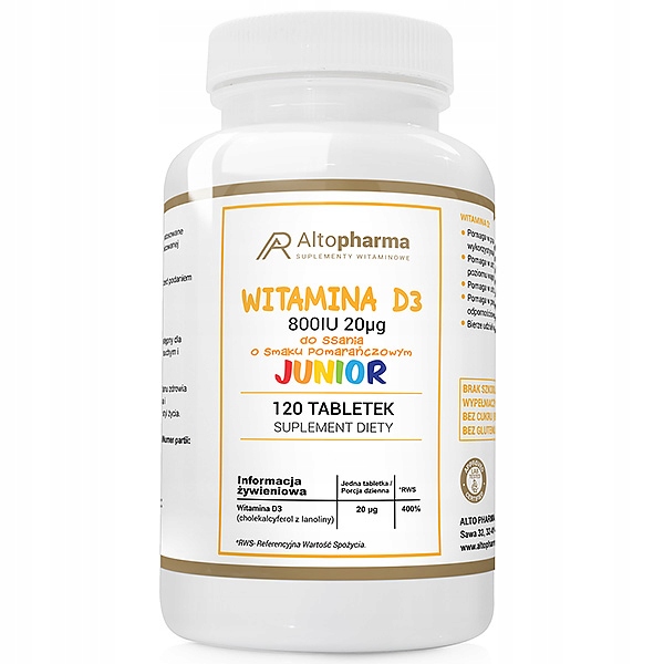 WITAMINA D3 800IU 20µg DLA DZIECI DO SSANIA 120tab