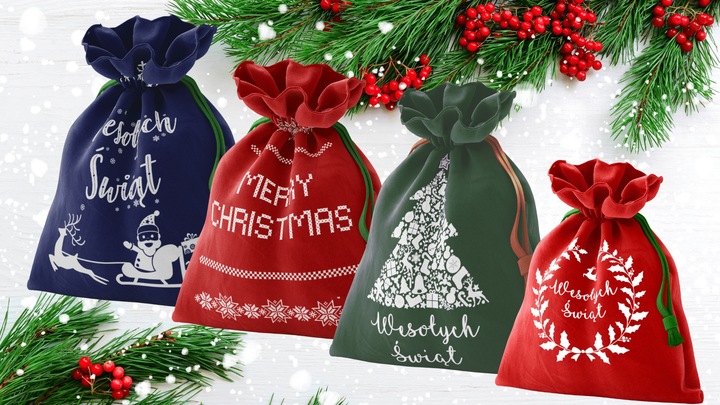 Torba worek torebka prezenty prezent prezentowy świąteczny Święta 30X45 4pc
