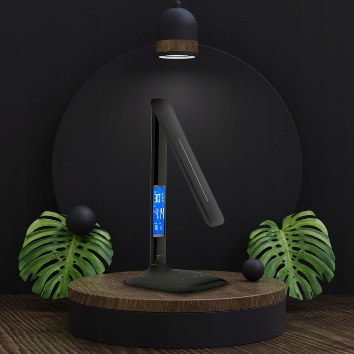 LAMPKA LED BIURKOWA SZKOLNA BIURKO WYŚWIETLACZ LCD ZEGAR DATA TEMPERATURA