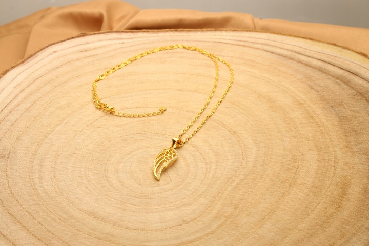 SREBRNY NASZYJNIK SKRZYDŁO ŁAŃCUSZEK Z ZAWIESZKĄ DAMSKI SREBRO POZŁACANE