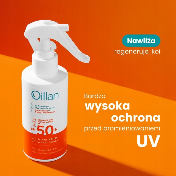 OILLAN Ochronny spray przeciwsłoneczny do twarzy i ciała z filtrem SPF50+