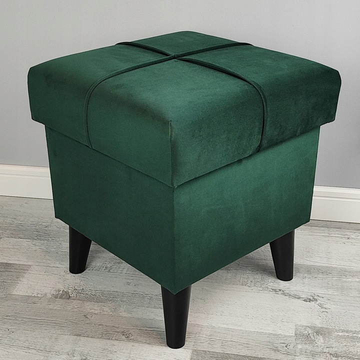 PUFA Z POJEMNIKIEM ZE SCHOWKIEM OTWIERANA PODNÓŻEK ZIELEŃ BUTELKOWA