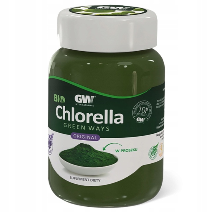 BIO Chlorella Green Ways w proszku 350g + łyżeczka + shaker - Oczyszczanie