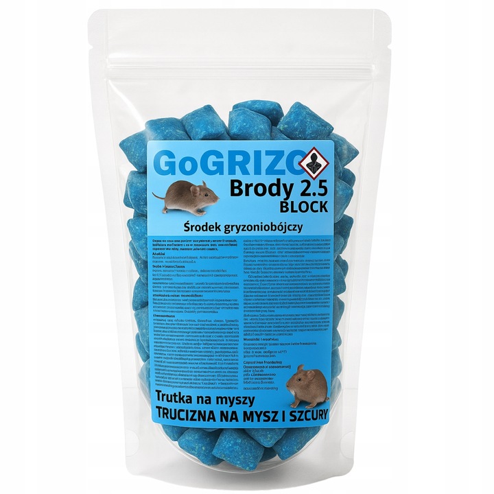 MOCNA TRUTKA NA SZCZURY MYSZY BRODIFAKUM KOSTKA WOSKOWA NA GRYZONIE