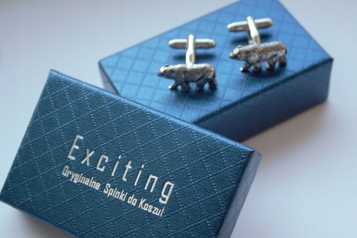 Spinki do mankietów EXC Niedźwiedź Miś Niedźwiadek Misiek srebrny w