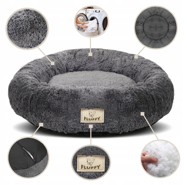 Legowisko dla Psa Kota Chmurka Shaggy Posłanie Zdejmowany Pokrowiec 60 cm