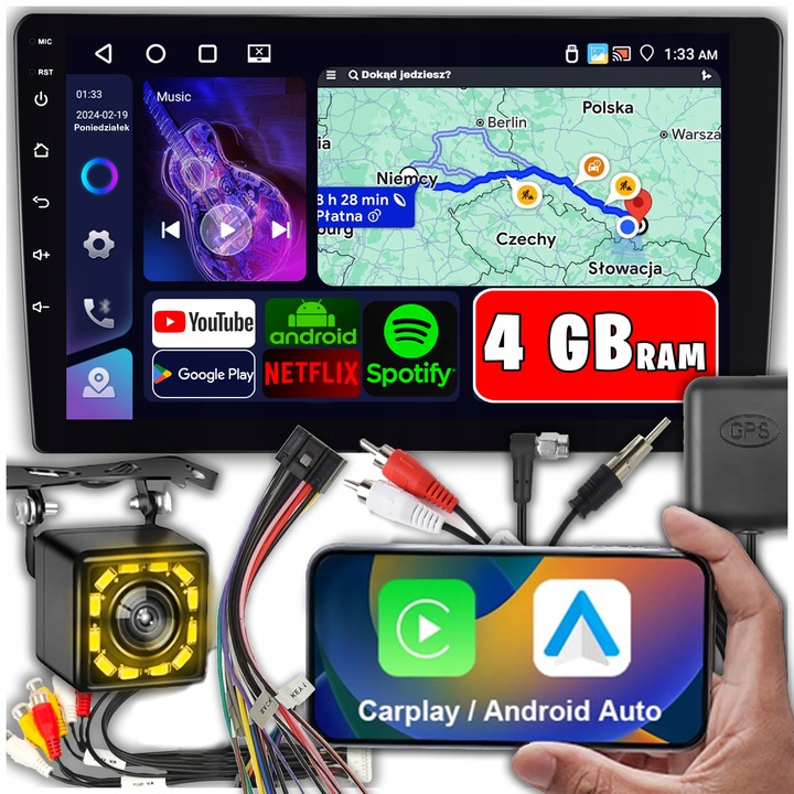RADIO SAMOCHODOWE 2 DIN ANDROID AUTO CARPLAY 4GB/64GB ANDROID 13 RDS