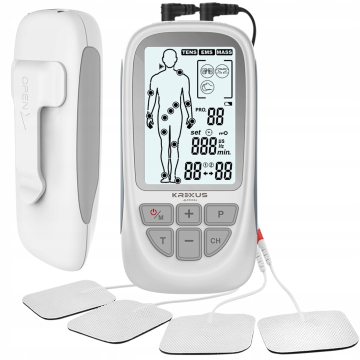Elektrostymulator mięśni nerwów TENS EMS MASAŻ 73 programy Krexus