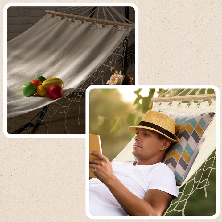 Wygodny HAMAK OGRODOWY BOHO makrama HUŚTAWKA ogrodowa LEŻAK WISZĄCY mocny