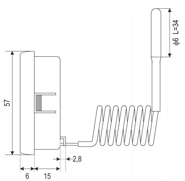 TERMOMETR TARCZOWY Z SONDĄ do pieca kotła 0-120C