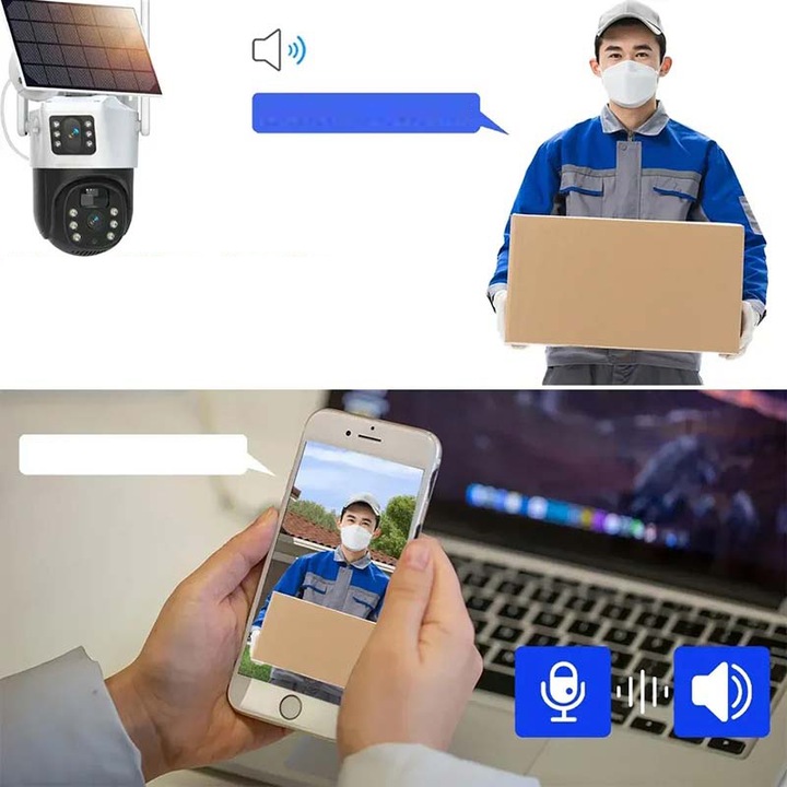 PODWÓJNA KAMERA SOLARNA 2W1 WIFI 2X4MP ZEWNĘTRZNA OBROTOWA BEZPRZEWODOWA