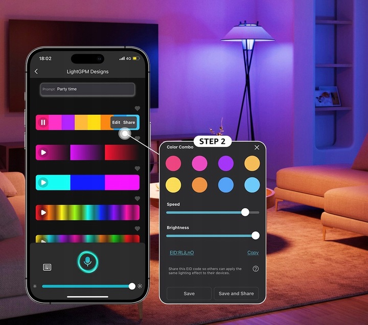 Smart Żarówka LED RGB E27 8.5W = 60W WiFi Rytm Muzyczny APP Lepro