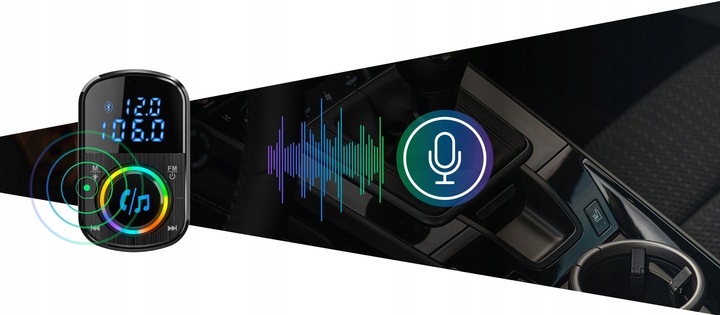 Transmitter FM Bluetooth NAVITEL BHF08 PRO -miernik napięcia, USB-A i USB-C