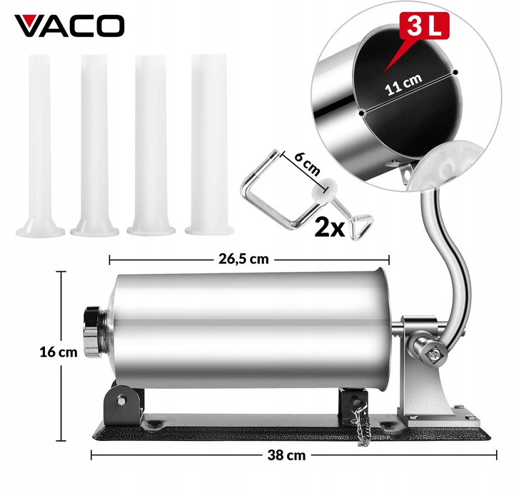 NADZIEWARKA do Kiełbas Wędlin MASZYNKA Szpryca Lewarek do KIEŁBASY 3kg VACO