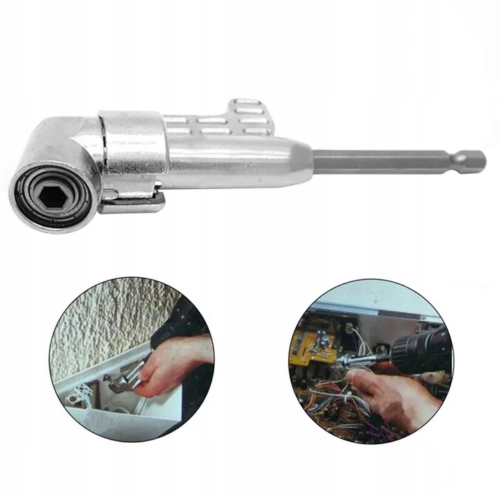 ADAPTER KĄTOWY 105° Duzy + Mały DO WKRĘTARKI 1/4" HEX