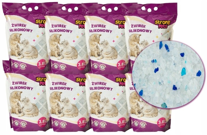 ŻWIREK SILIKONOWY 8x3,8l BEZPYŁOWY Strong Pets Kot