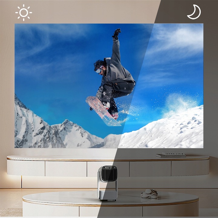 PROJEKTOR RZUTNIK AKUMULATOR PRZENOŚNY OBROTOWY LED MOBILNY SMART TV +HDMI