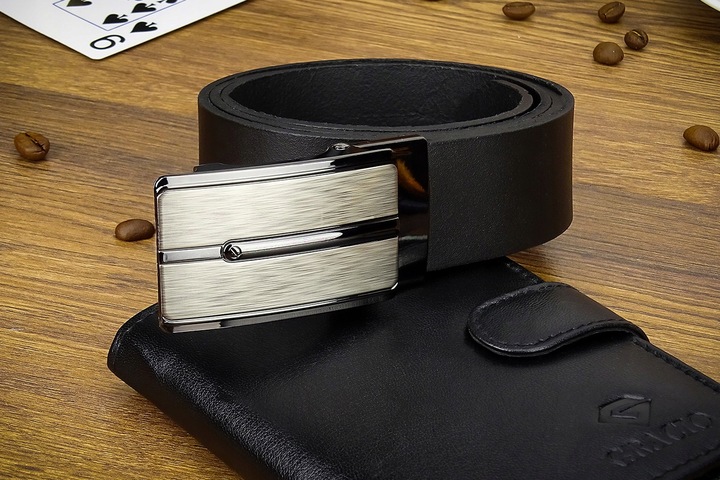 Klasyczny Czarny Męski pasek SKÓRZANY CZARNY 120cm