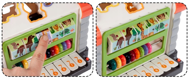 MULTIDOMEK DOMEK INTERAKTYWNY SORTER KLOCKI PIANINKO ZWIERZĄTKA DLA DZIECI
