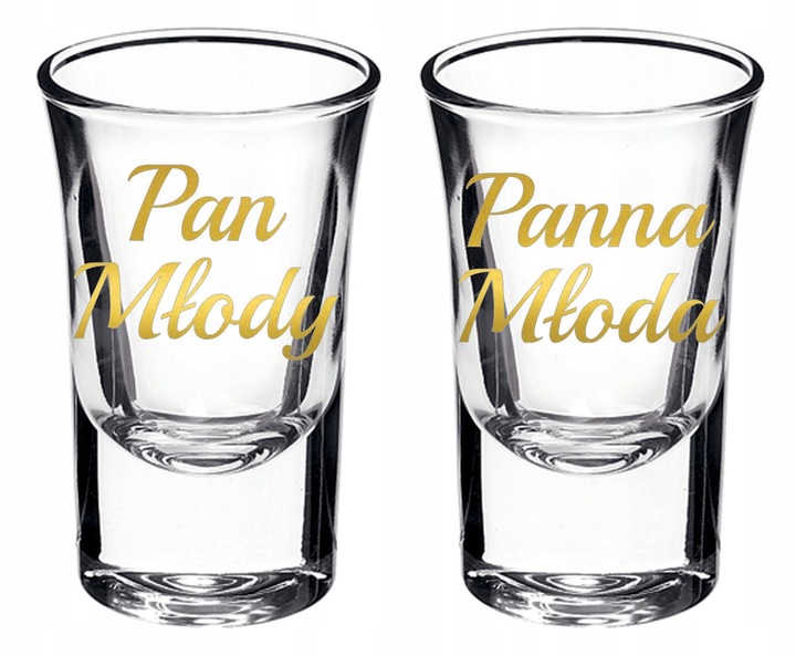 Kieliszki oszukane GRUBE DNO do wódki wesele ślub Pani Młoda Pan Młody