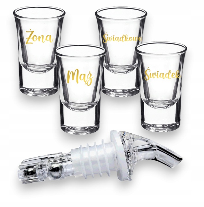 Kieliszki oszukane 15ml GRUBE DNO Mąż Żona Świadkowa Świadek wesele NALEWAK