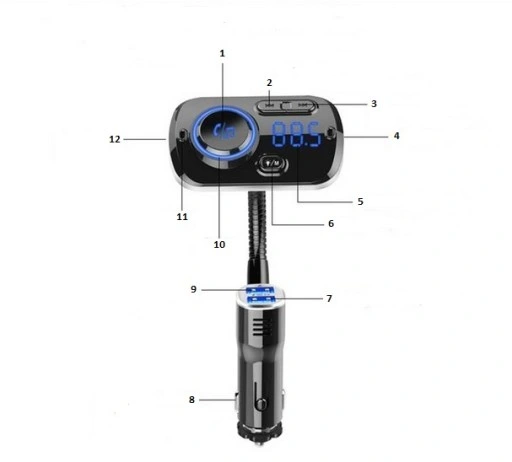 TRANSMITER BLUETOOTH FM SAMOCHODOWY SZYBKA ŁADOWARKA 2x USB AUX