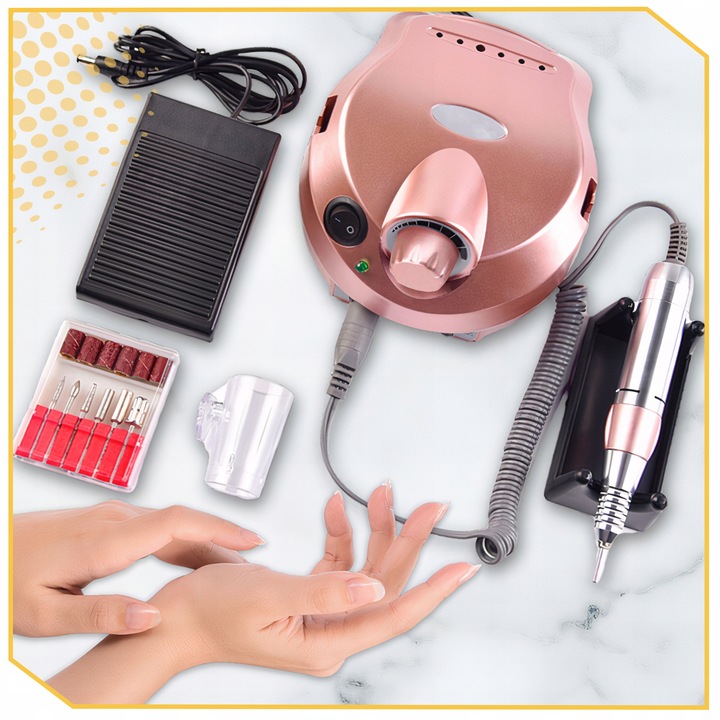 FREZARKA DO PAZNOKCI 65W MANICURE PEDICURE PROFESJONALNA MOCNA + FREZY