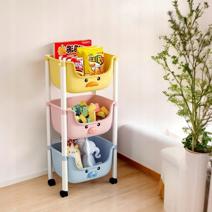 PLASTIKOWY POJEMNIK REGAŁ KOSZ NA ZABAWKI 3 SZUFLADY