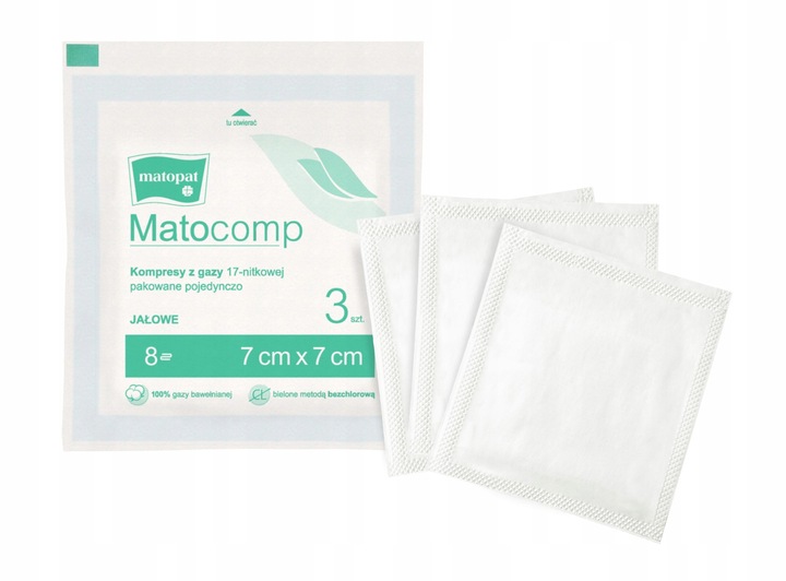 Kompresy Z Gazy Matocomp 7cmx7cmx3szt x 20szt