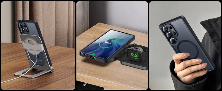 Etui CASE do Samsung Galaxy S25 ULTRA MAGNETYCZNE MATOWE WZMACNIANE 2xSZKŁO