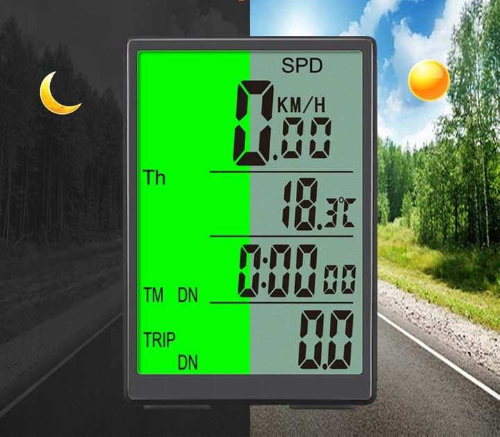 Bezprzewodowy Licznik Rowerowy Prędkościomierz Podświetlenie Do Roweru