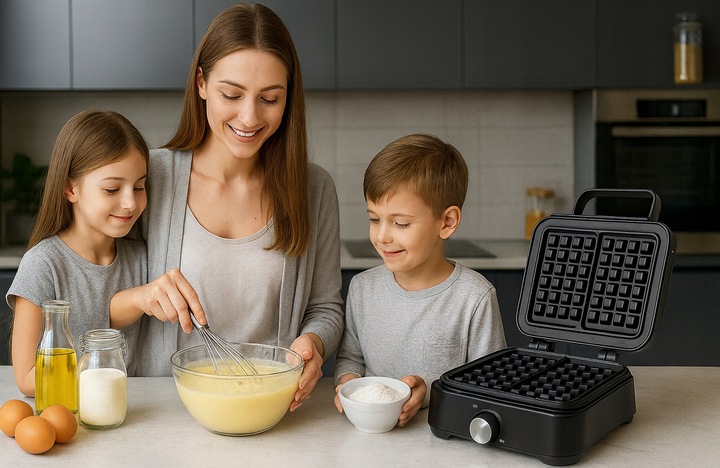 Gofrownica Primaveo 2500W Regulacja Temperatury 2 Duże Chrupiące Gofry