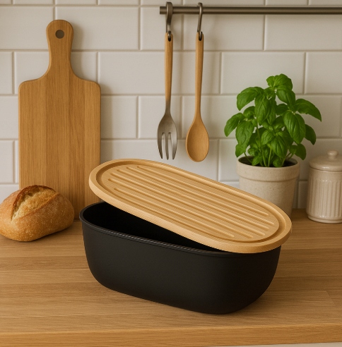CHLEBAK NA CHLEB PIECZYWO POJEMNIK + DESKA BAMBUSOWA DO KROJENIA