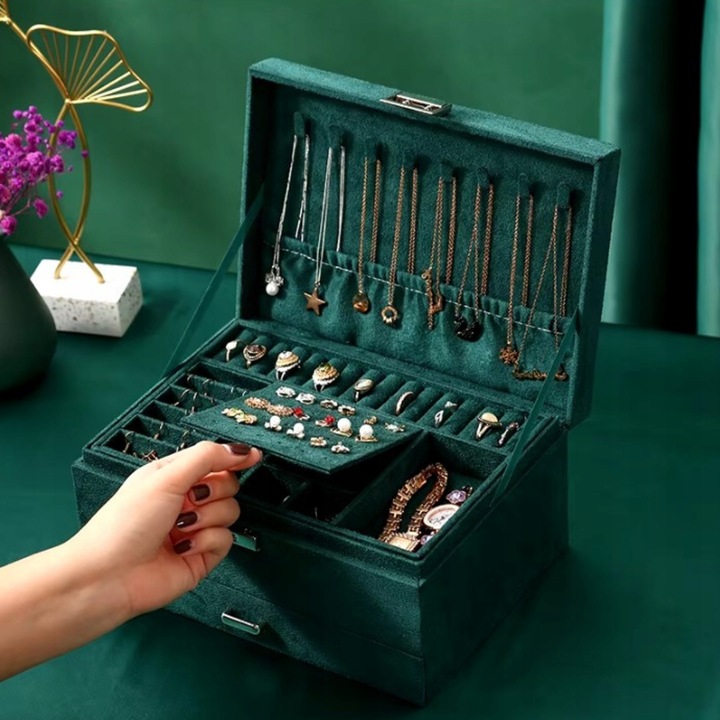 SZKATUŁKA NA BIŻUTERIĘ KUFEREK PUDEŁKO ORGANIZER ELEGANCKI POJEMNY BOX F6