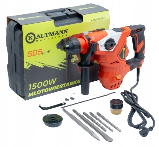 Młot udarowy Młotowiertarka Kaltmann SDS PLUS 1500W Zestaw + Walizka