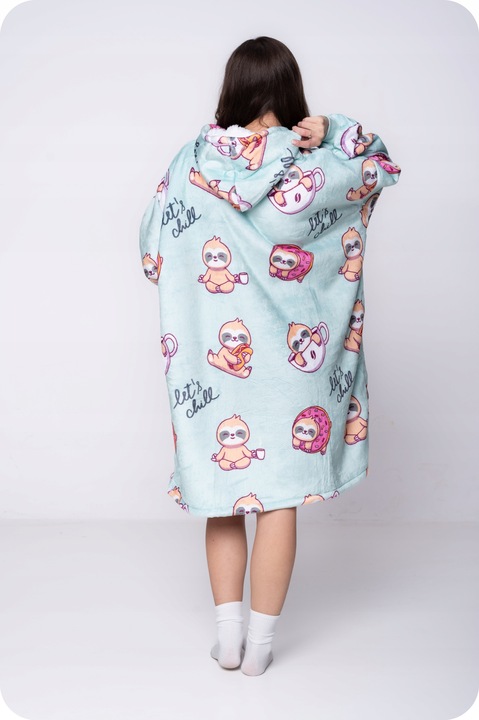 KOC BLUZA Oversize Ciepła Gruba KOCBLUZA 2w1XXL LENIWCE Futrzak z