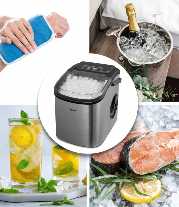 Kostkarka do lodu HEVA HIX 12kg domowa cicha maszyna ekspresowy lód